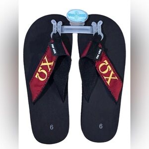NWT Toe Goz Chi Omega Sorority Flip Flops - Size 6